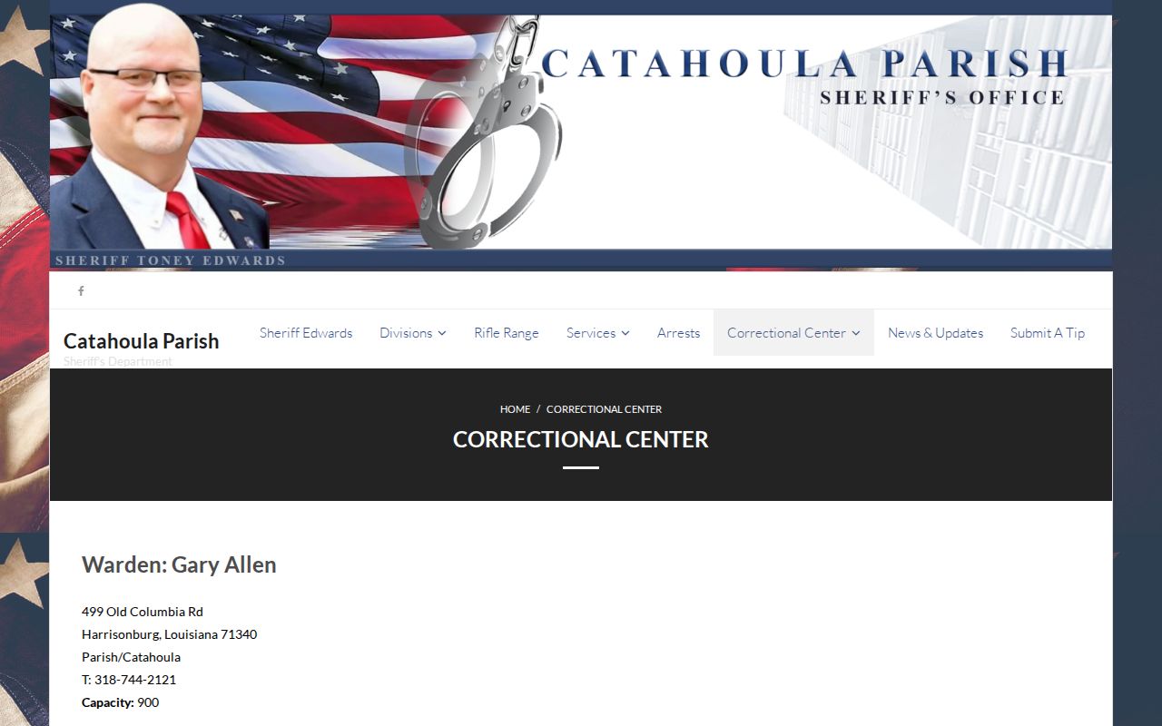 Catahoula Correctional Center official facility and release contact page