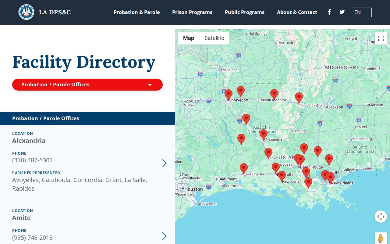 Catahoula Parish parole and probation office directory listing