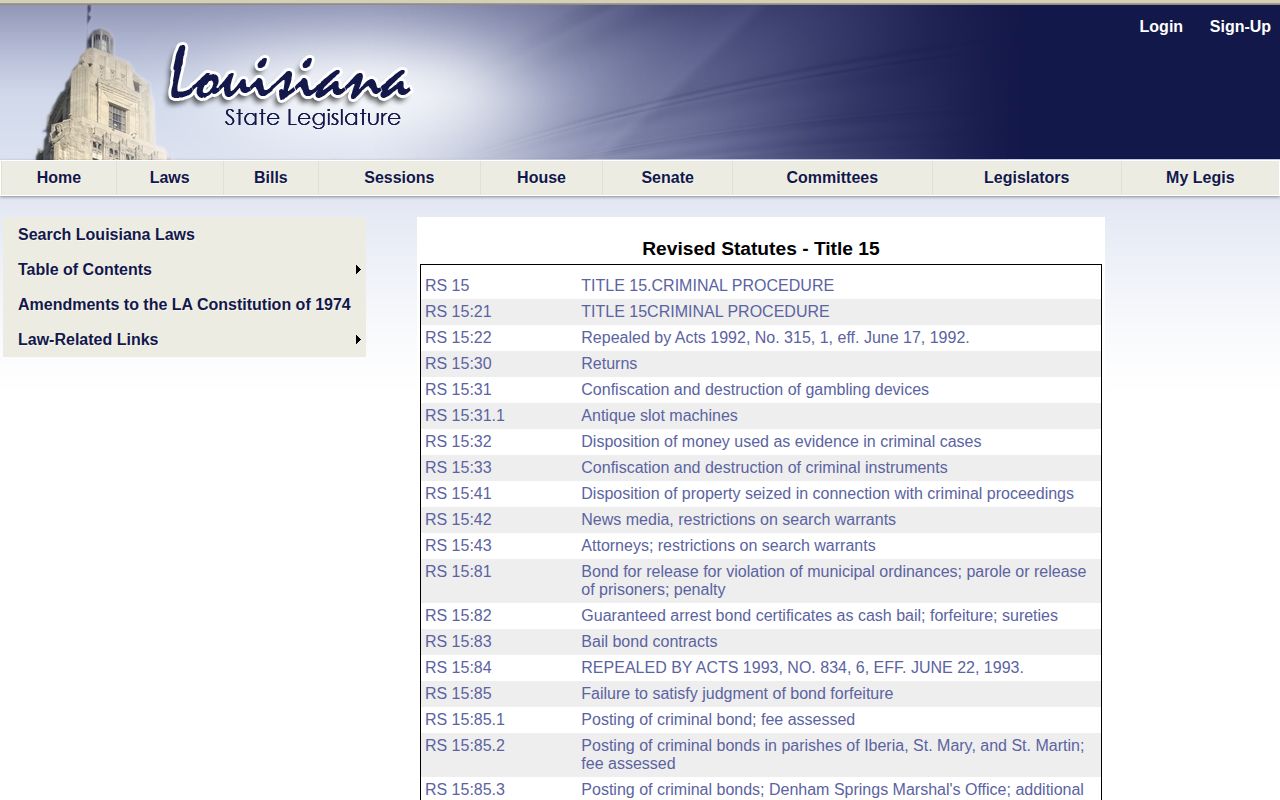Louisiana law source for Central Louisiana Juvenile Detention Center release authority